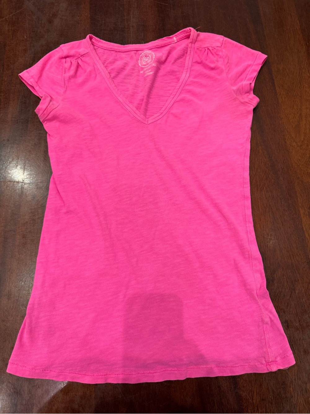 SO Bright Pink V-Neck Short Sleeve Tee